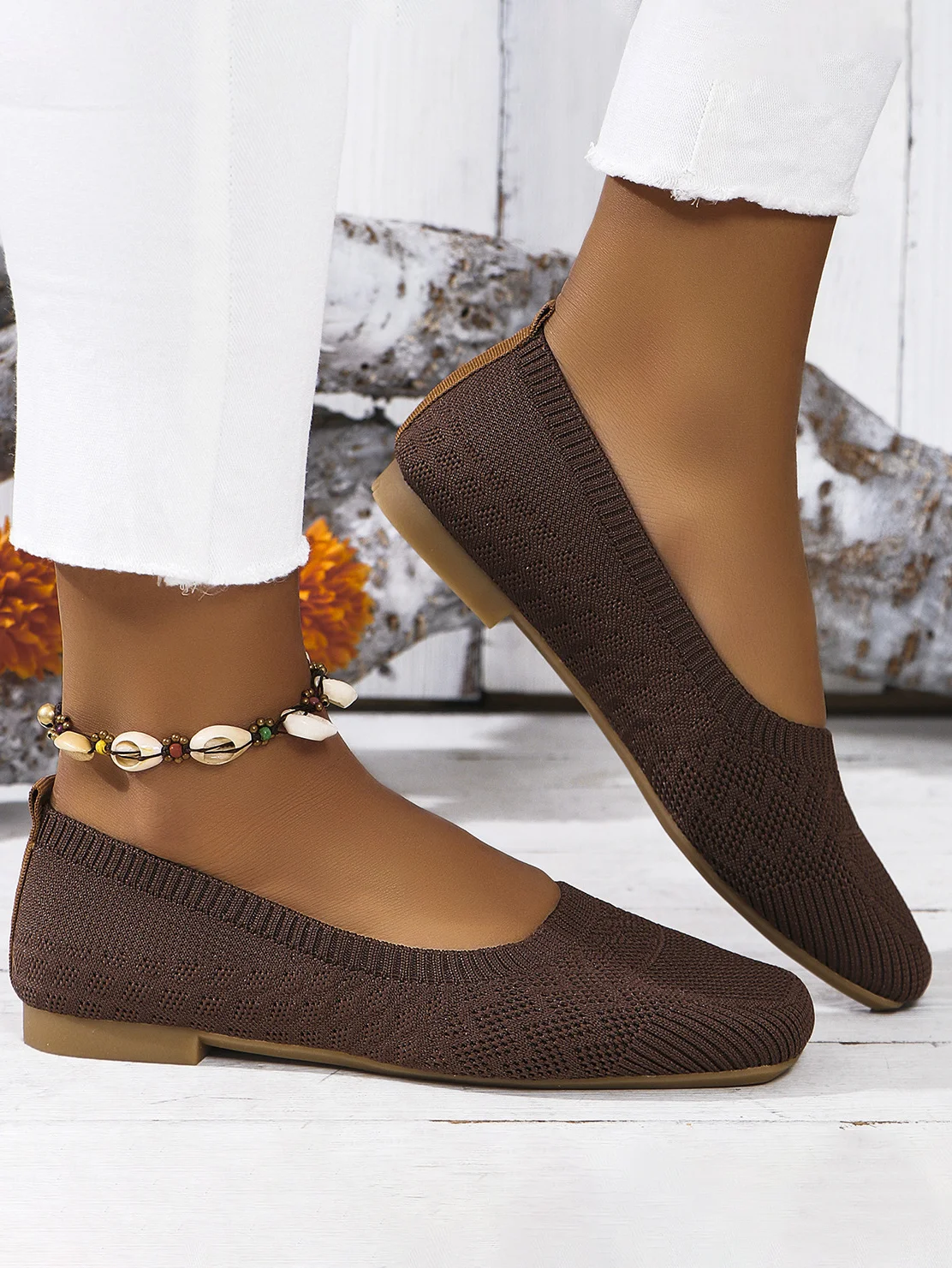 Lässig Unifarben Slip On Flach Flache Schuhe