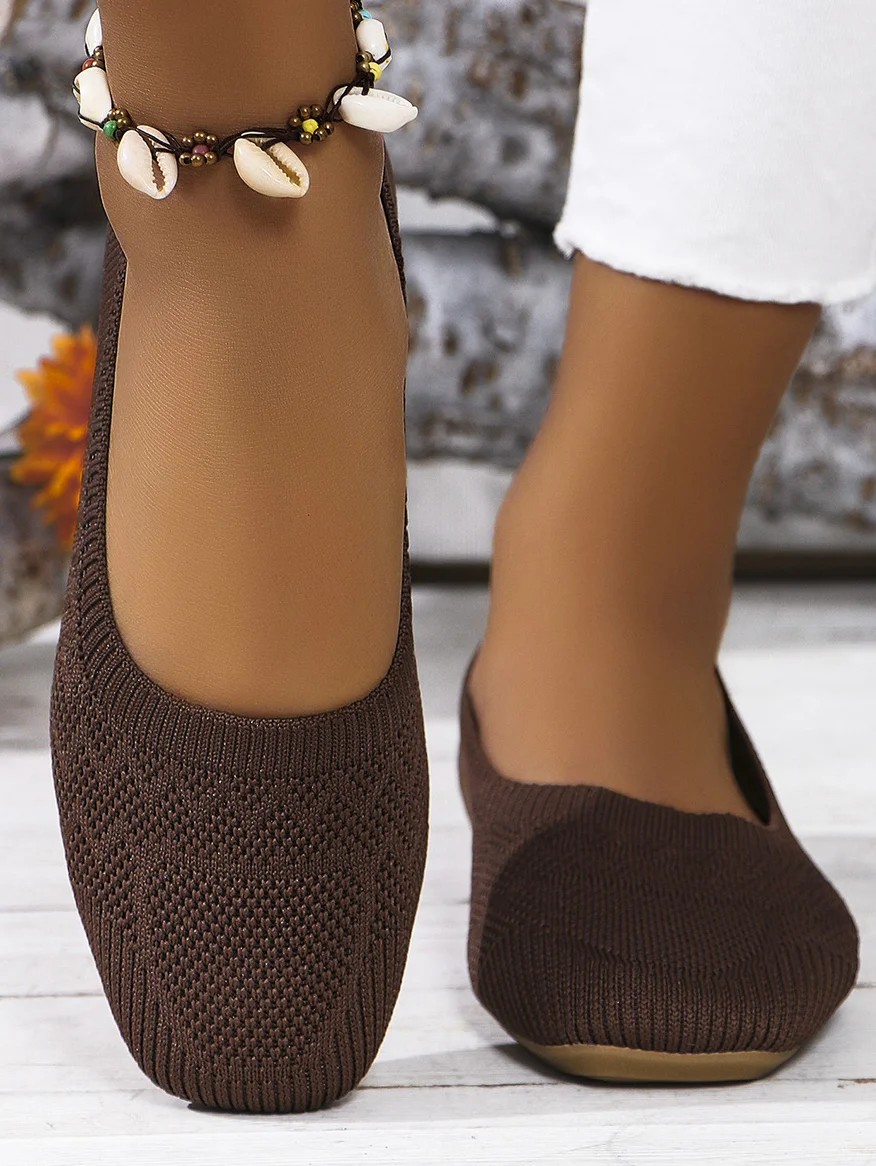 Lässig Unifarben Slip On Flach Flache Schuhe