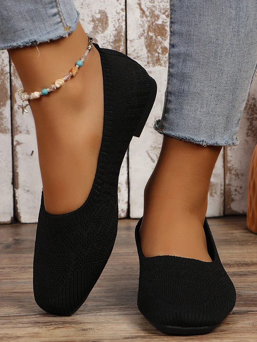 Lässig Unifarben Slip On Flach Flache Schuhe