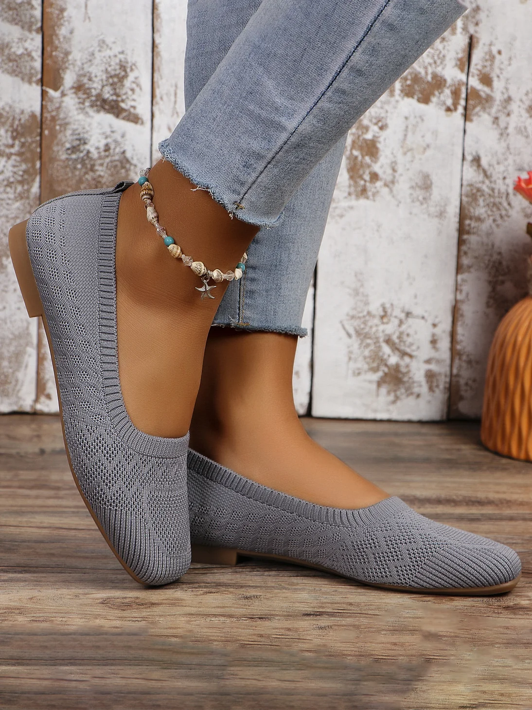 Lässig Unifarben Slip On Flach Flache Schuhe