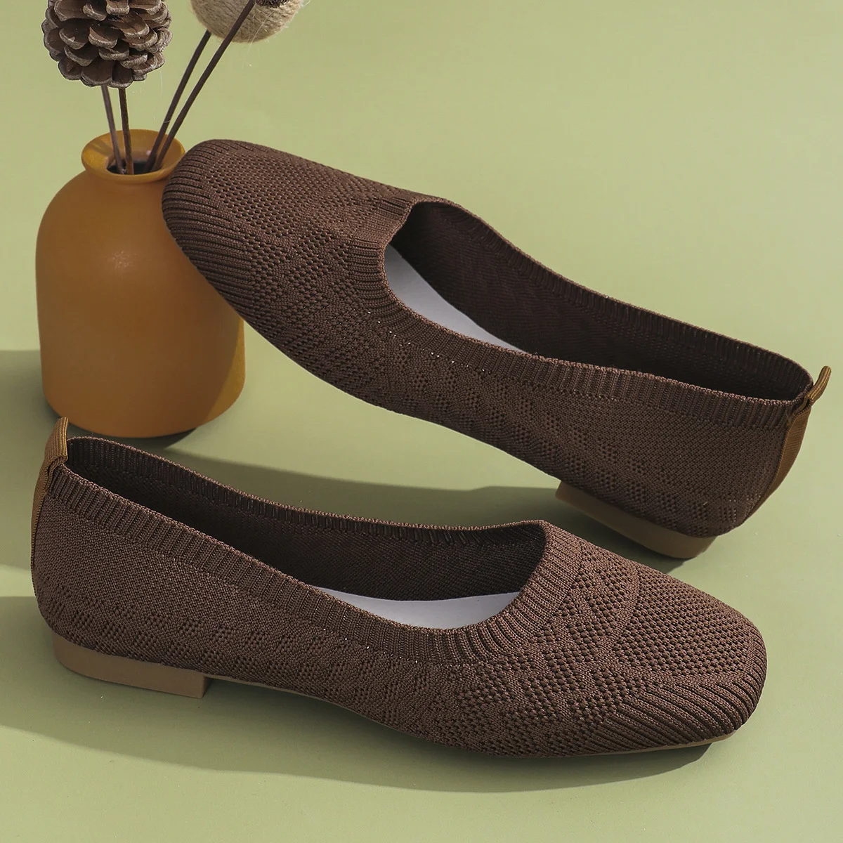 Lässig Unifarben Slip On Flach Flache Schuhe