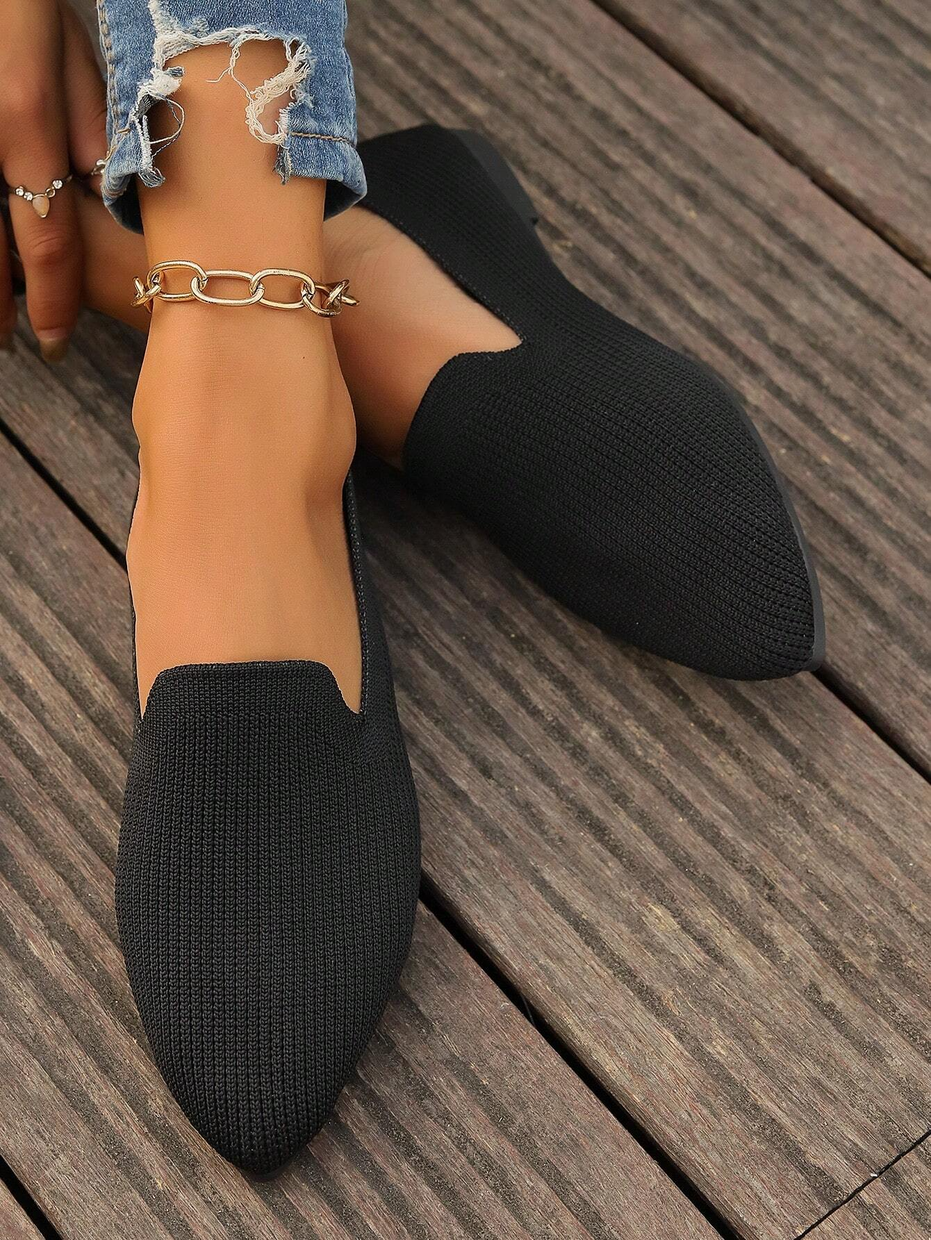 Lässig Unifarben Slip On Flach Flache Schuhe