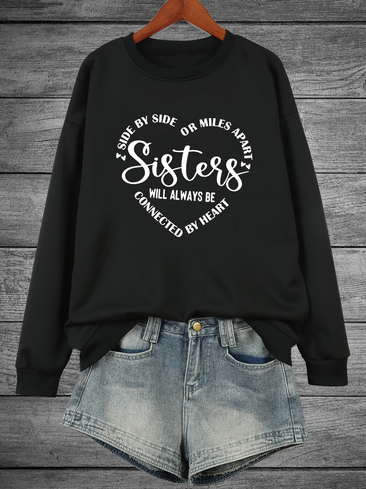 Lässig Rundhals Textbriefe Sweatshirt