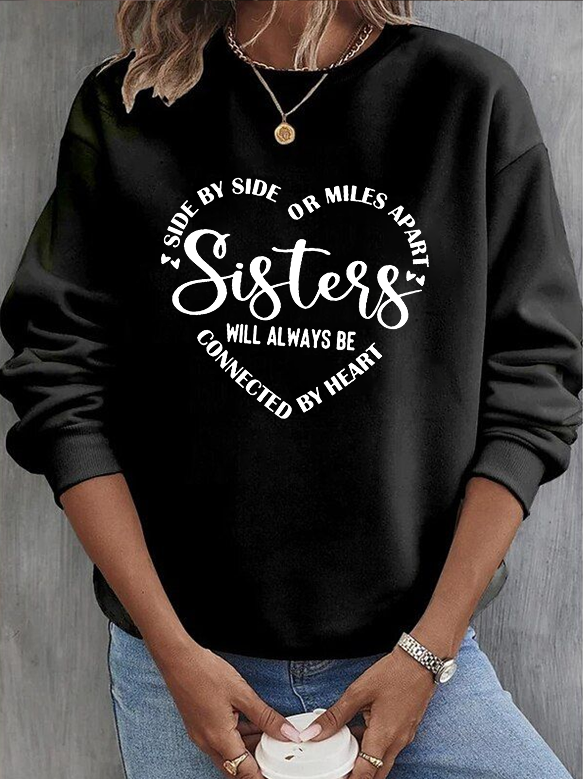 Lässig Rundhals Textbriefe Sweatshirt