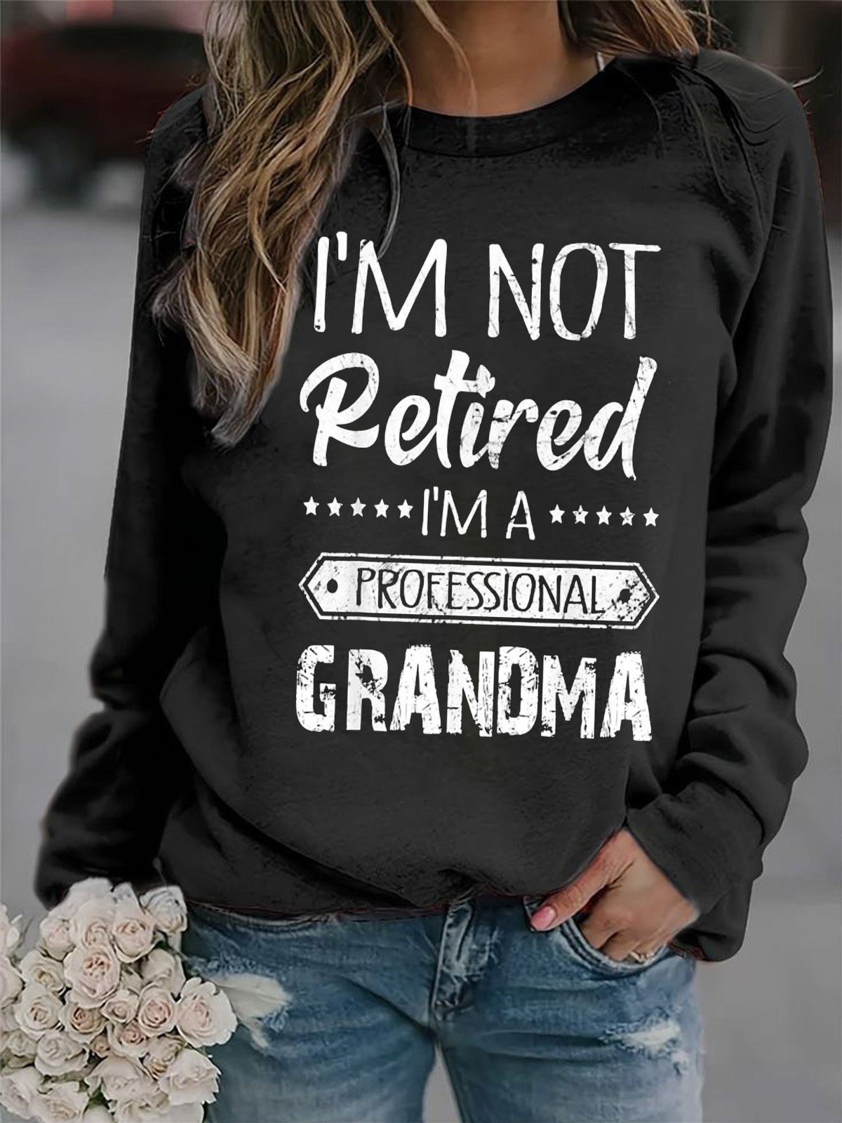Lässig Rundhals Textbriefe Sweatshirt
