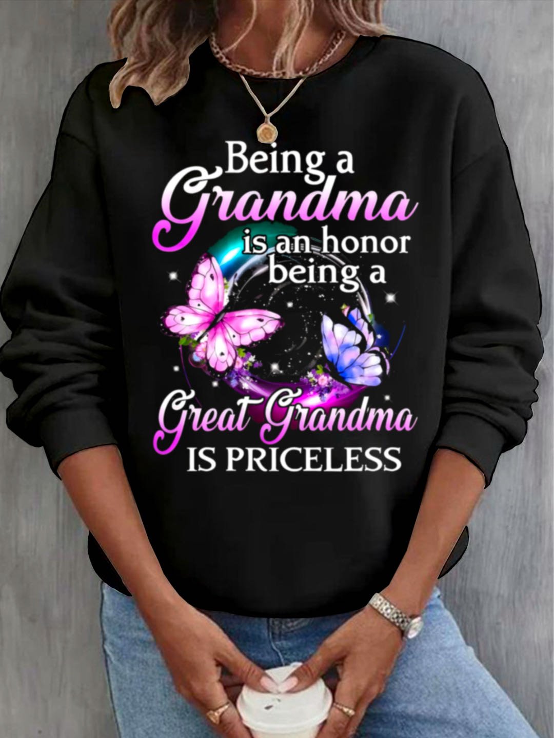 Lässig Rundhals Textbriefe Sweatshirt