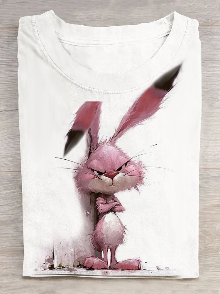 Lässig Hase Rundhals Kurzarm T-Shirt