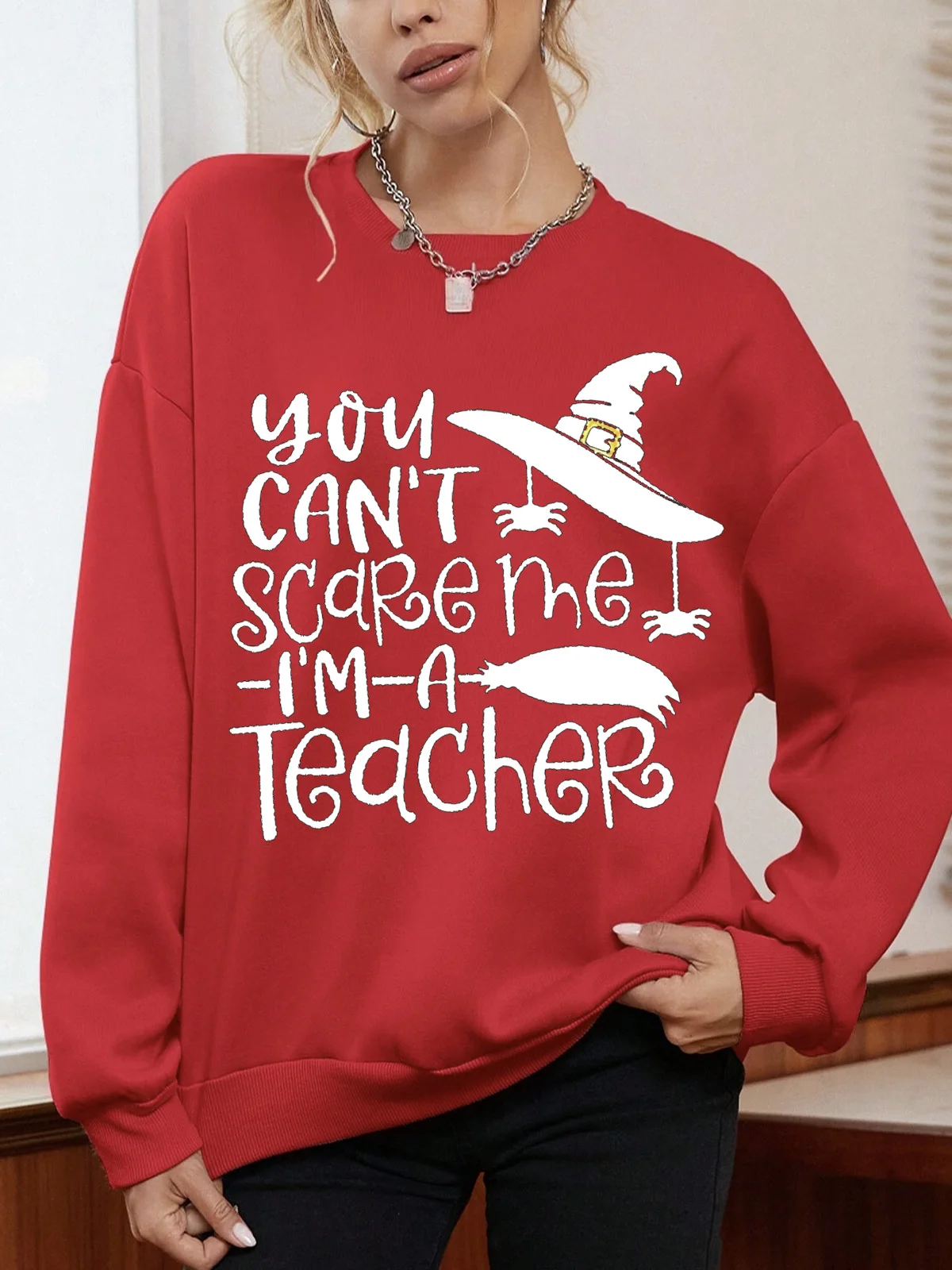 Lässig Rundhals Textbriefe Sweatshirt