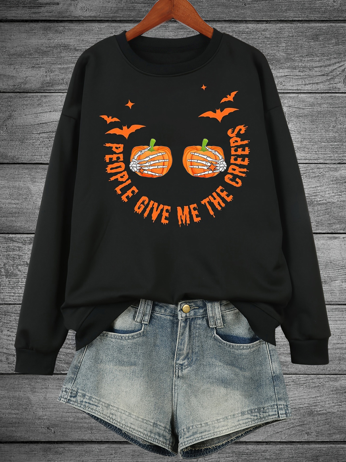 Lässig Rundhals Textbriefe Sweatshirt