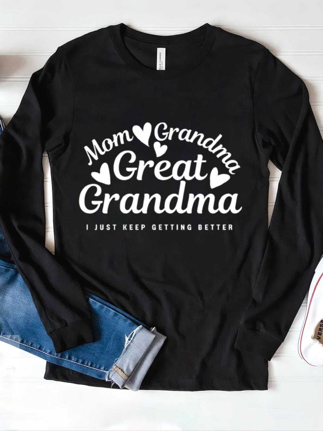 Lässig Buchstabenmuster Rundhals Langarm T-Shirt