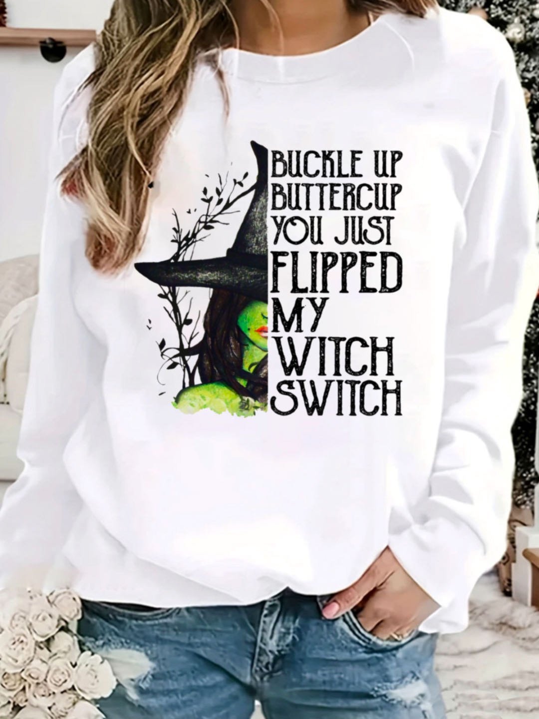 Lässig Rundhals Textbriefe Sweatshirt