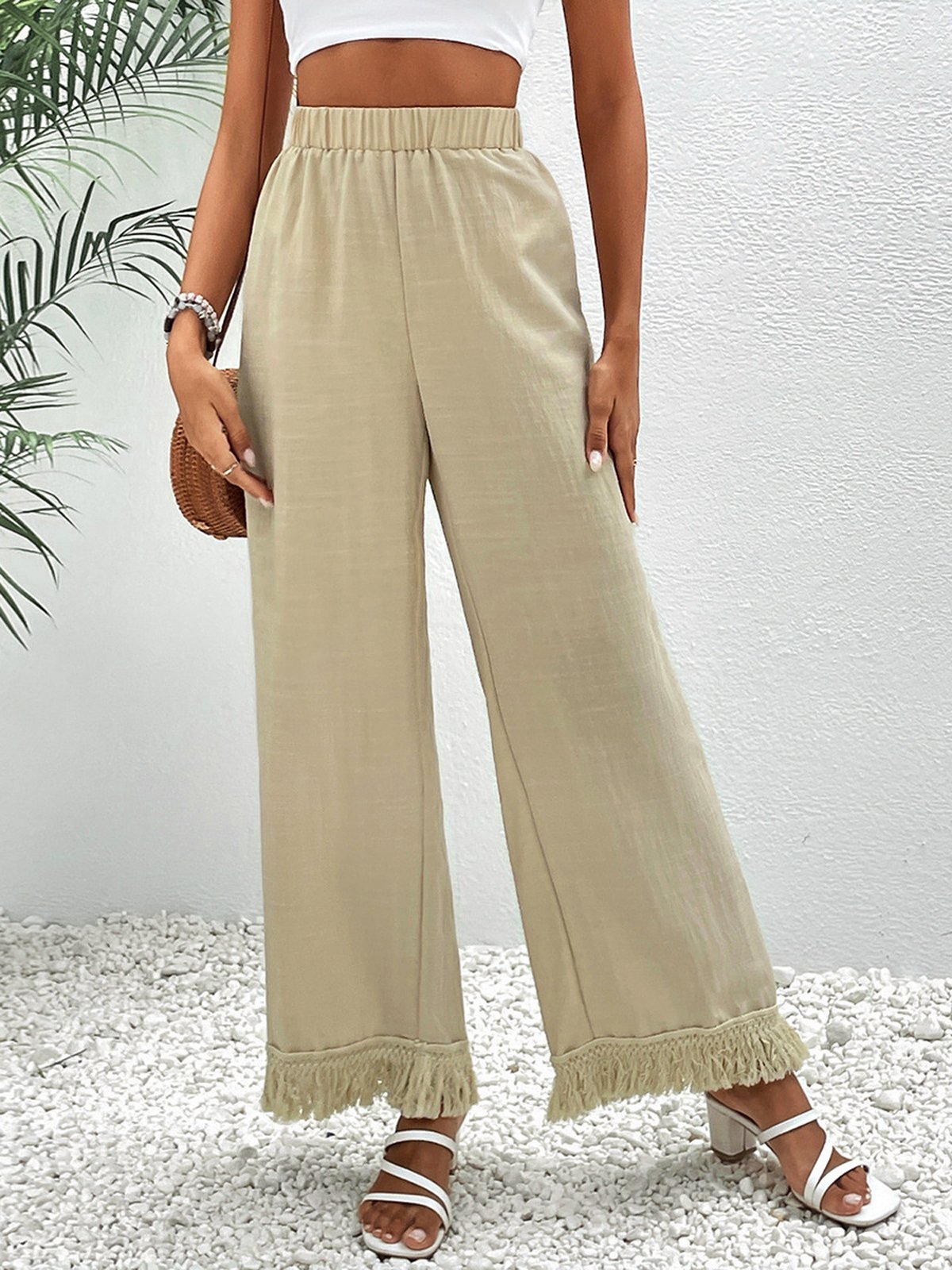 Lässig Unifarben Lang Hose