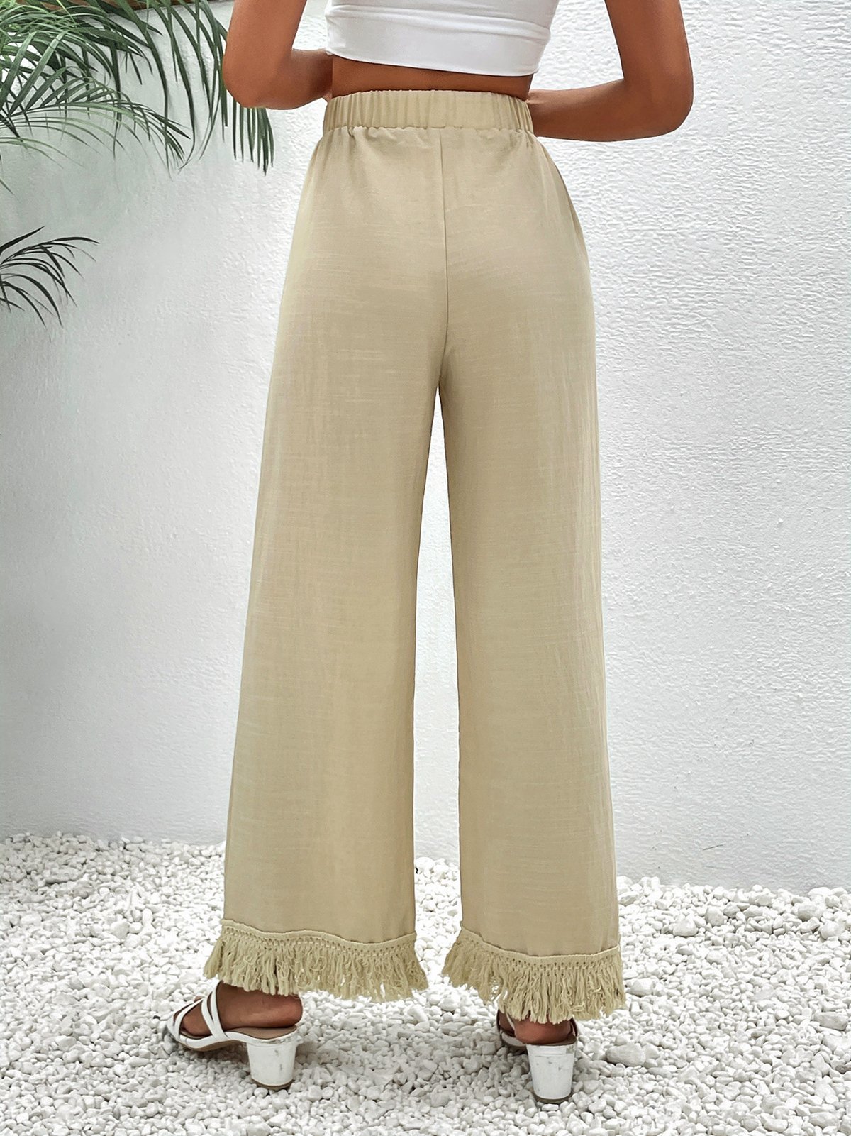 Lässig Unifarben Lang Hose