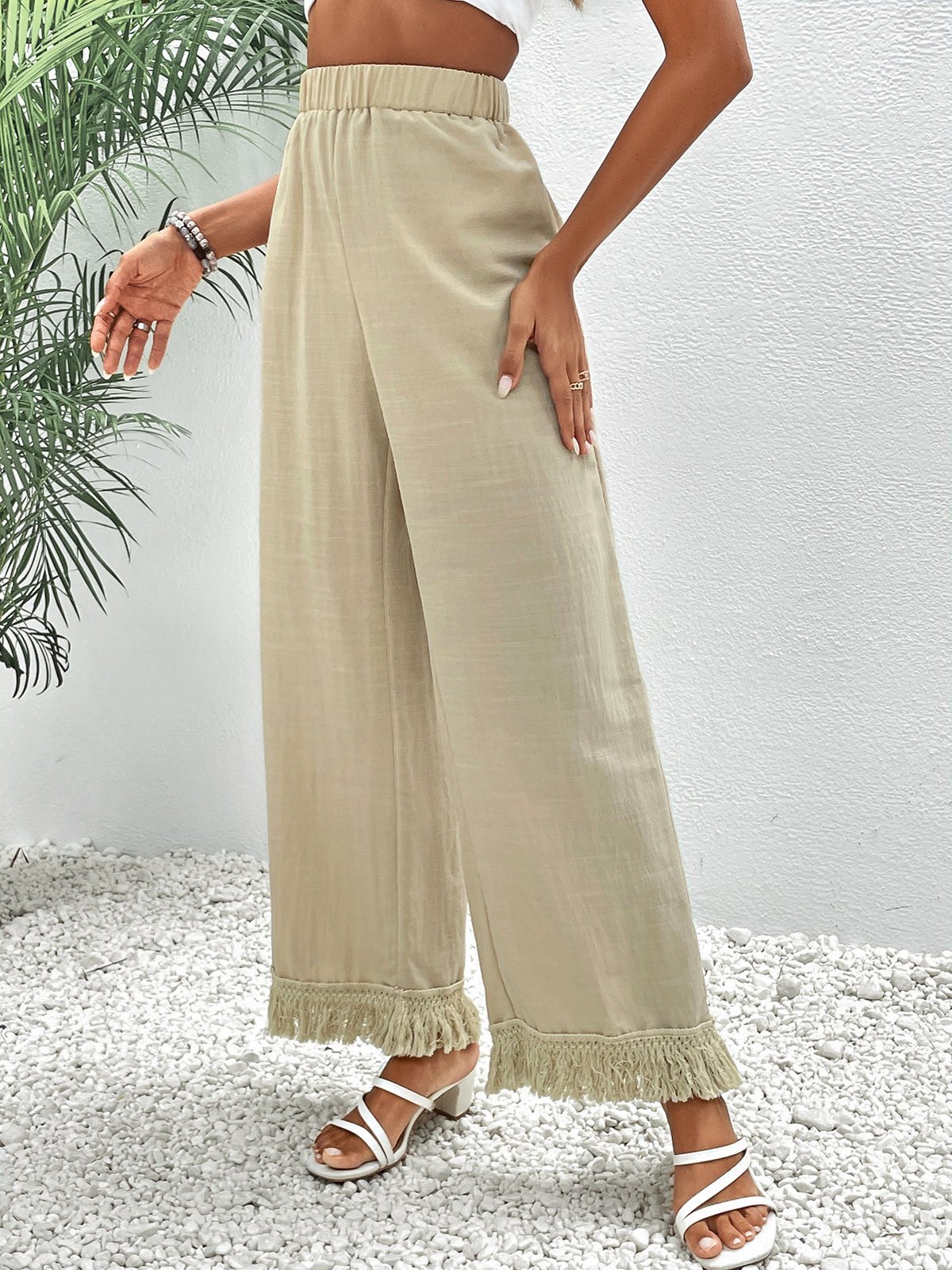 Lässig Unifarben Lang Hose