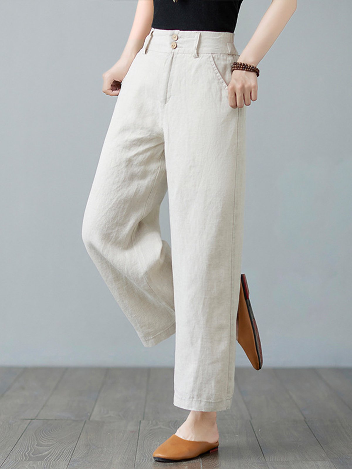 Lässig Unifarben Lang Hose