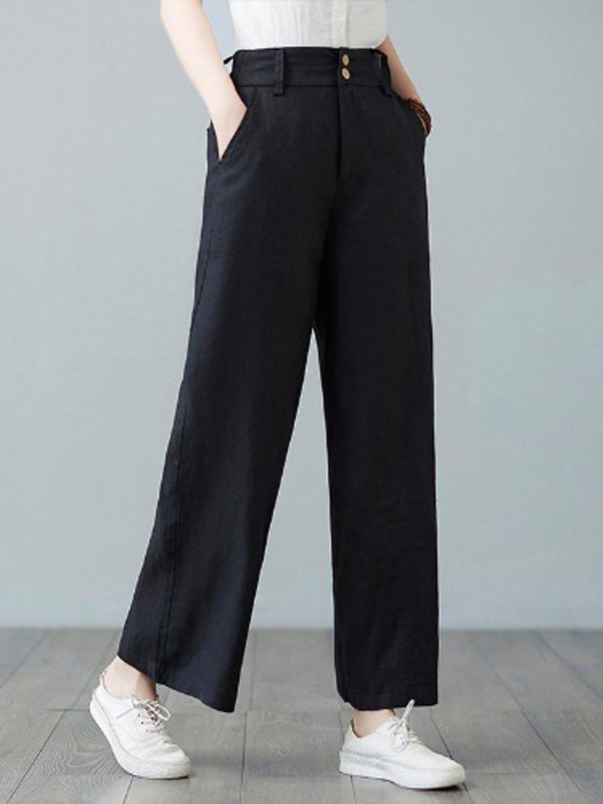 Lässig Unifarben Lang Hose
