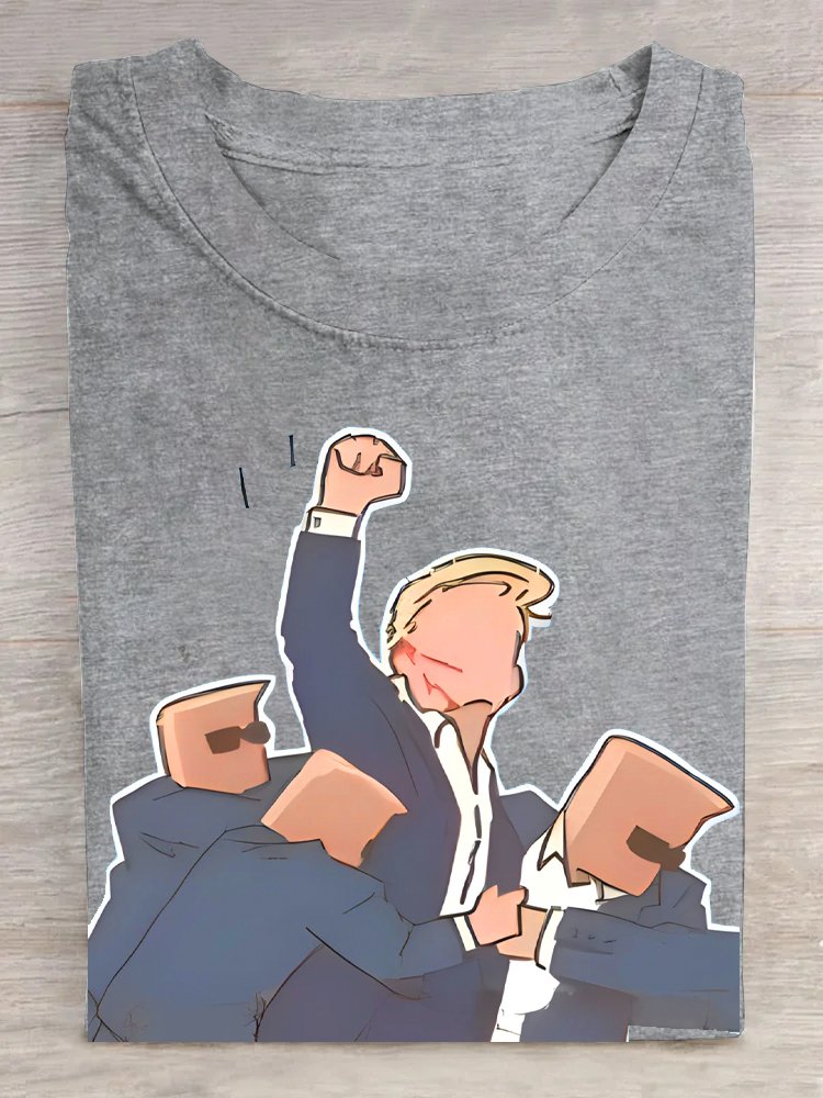 Lässig Figur Rundhals Kurzarm T-Shirt