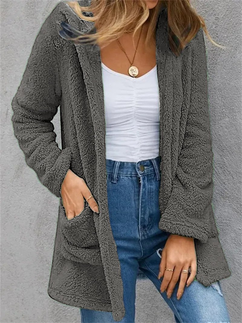 Damen Unifarben Reißverschluss Regelmäßig Weit Jacke
