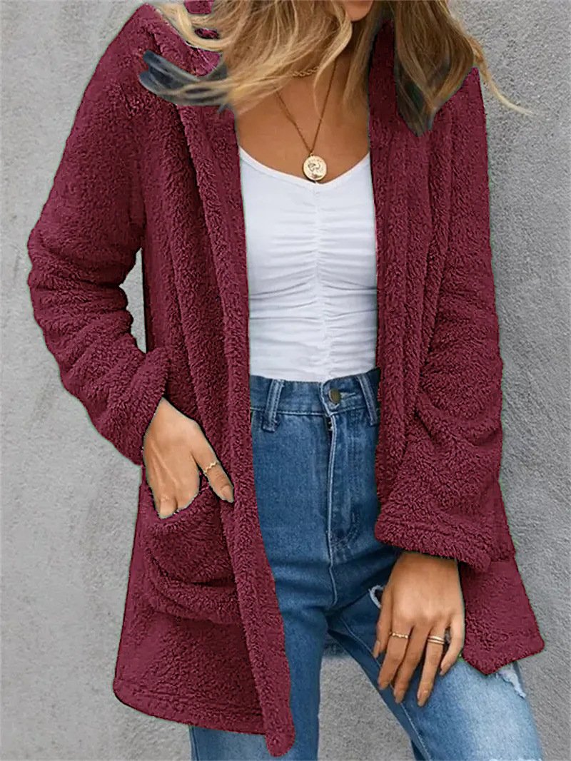 Damen Unifarben Reißverschluss Regelmäßig Weit Jacke