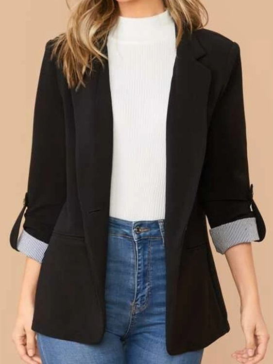 Damen Farbblock Regelmäßig Weit Blazer