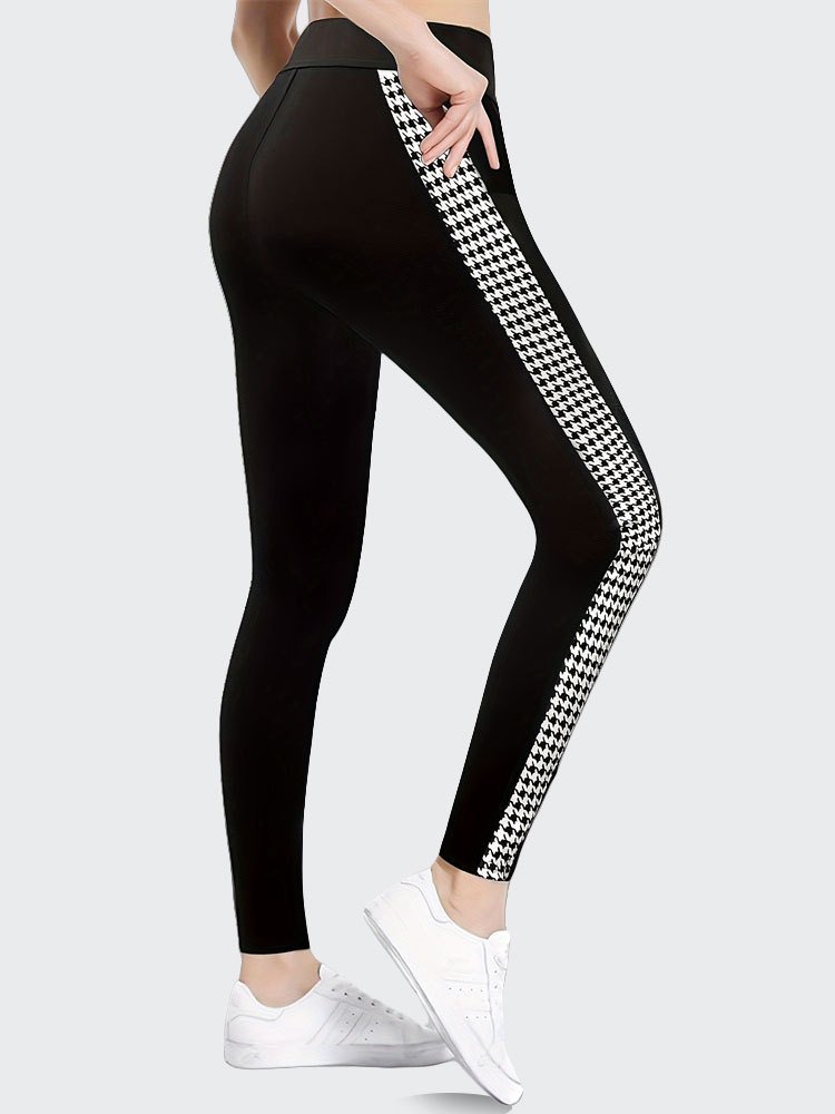 Lässig Hahnentritt Lang Leggings