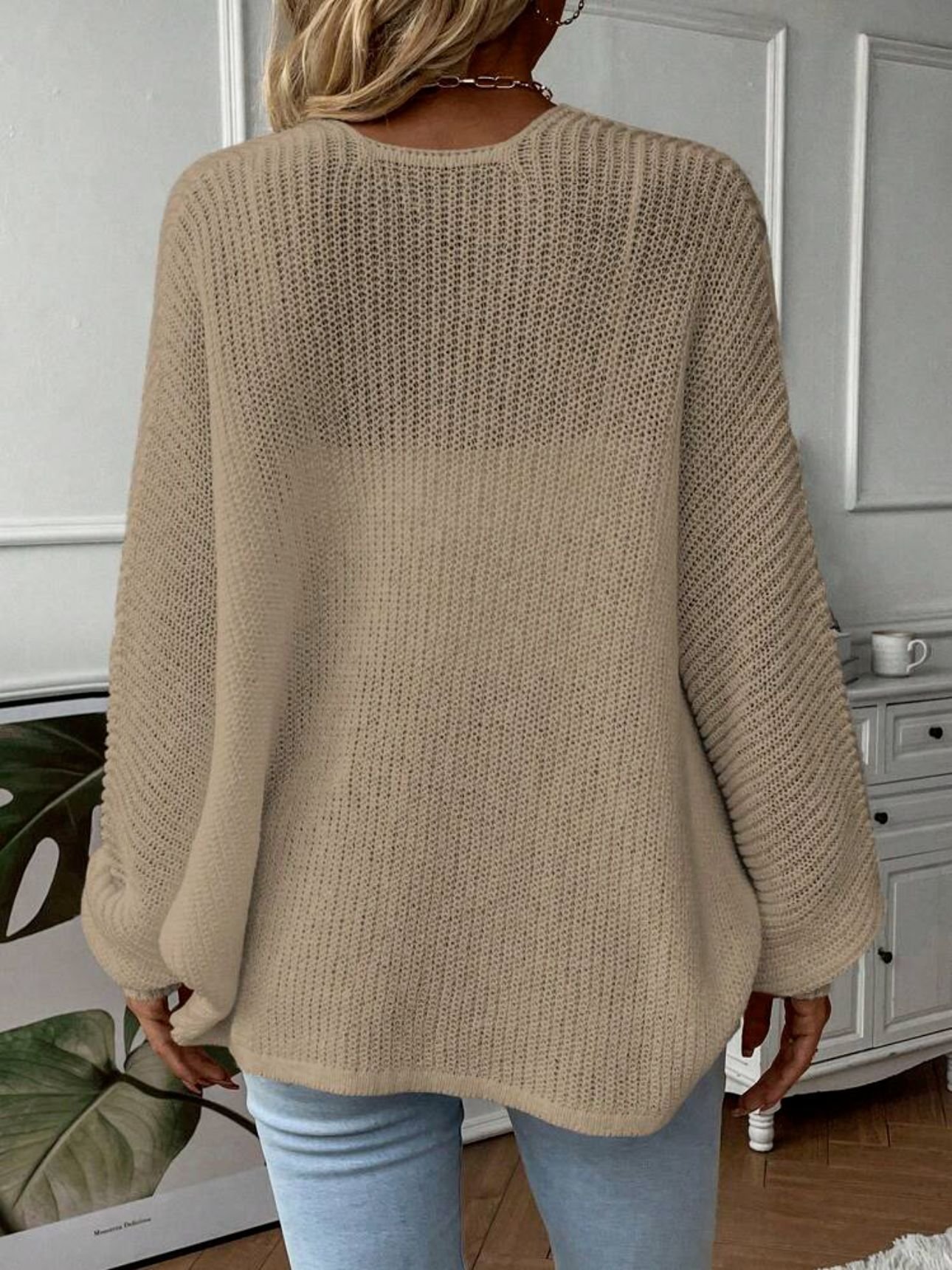 Damen Wolle/Stricken Unifarben Langarm Bequem Lässig Strickjacke