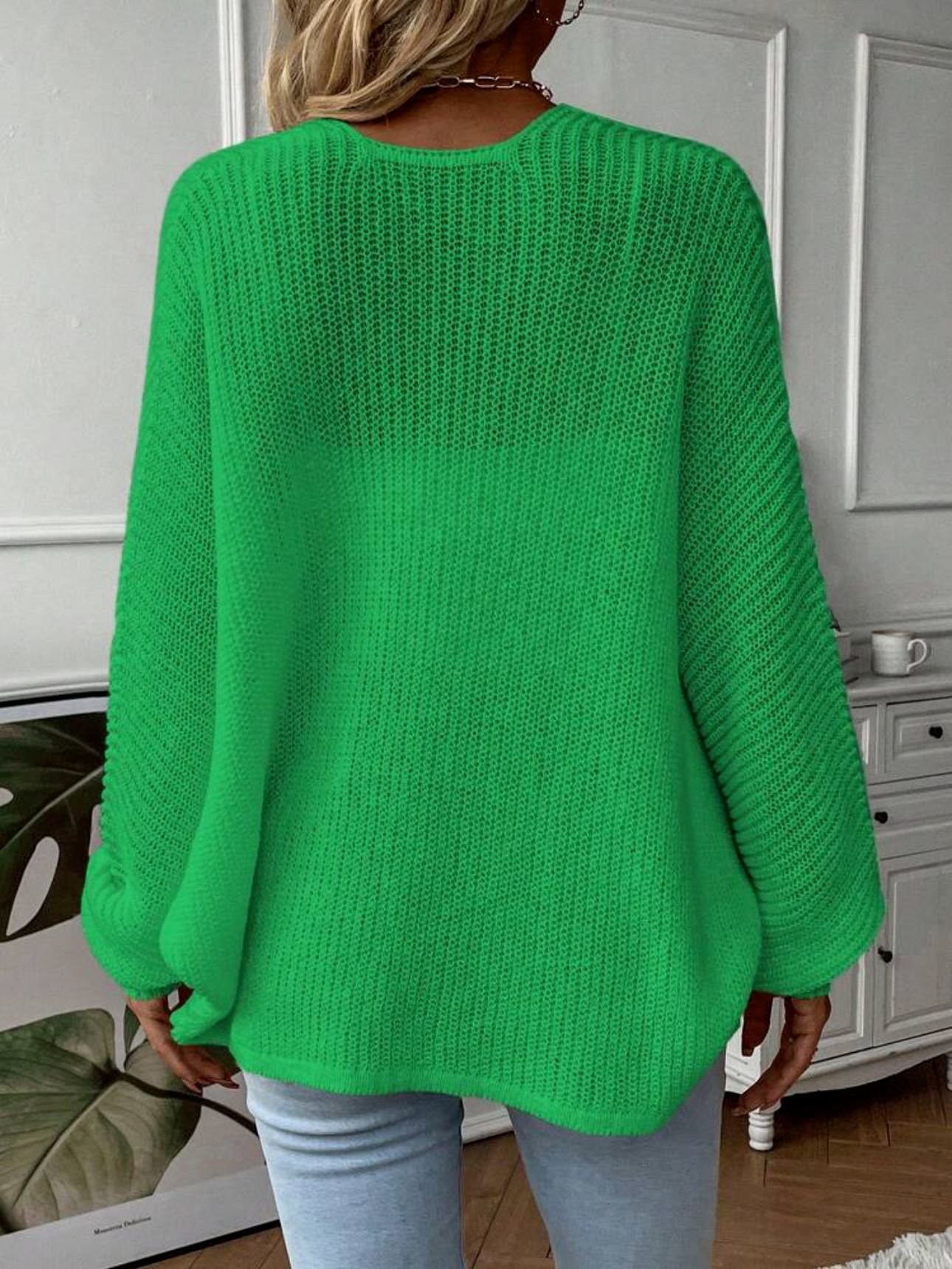 Damen Wolle/Stricken Unifarben Langarm Bequem Lässig Strickjacke