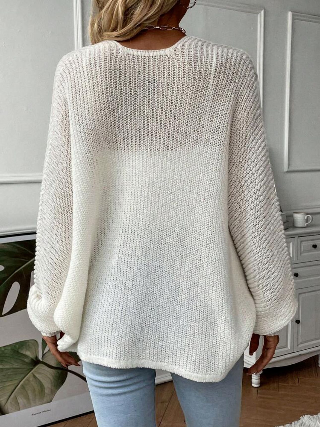 Damen Wolle/Stricken Unifarben Langarm Bequem Lässig Strickjacke