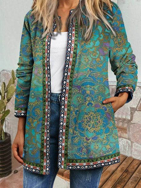 Damen Unifarben Reißverschluss Regelmäßig Weit Jacke