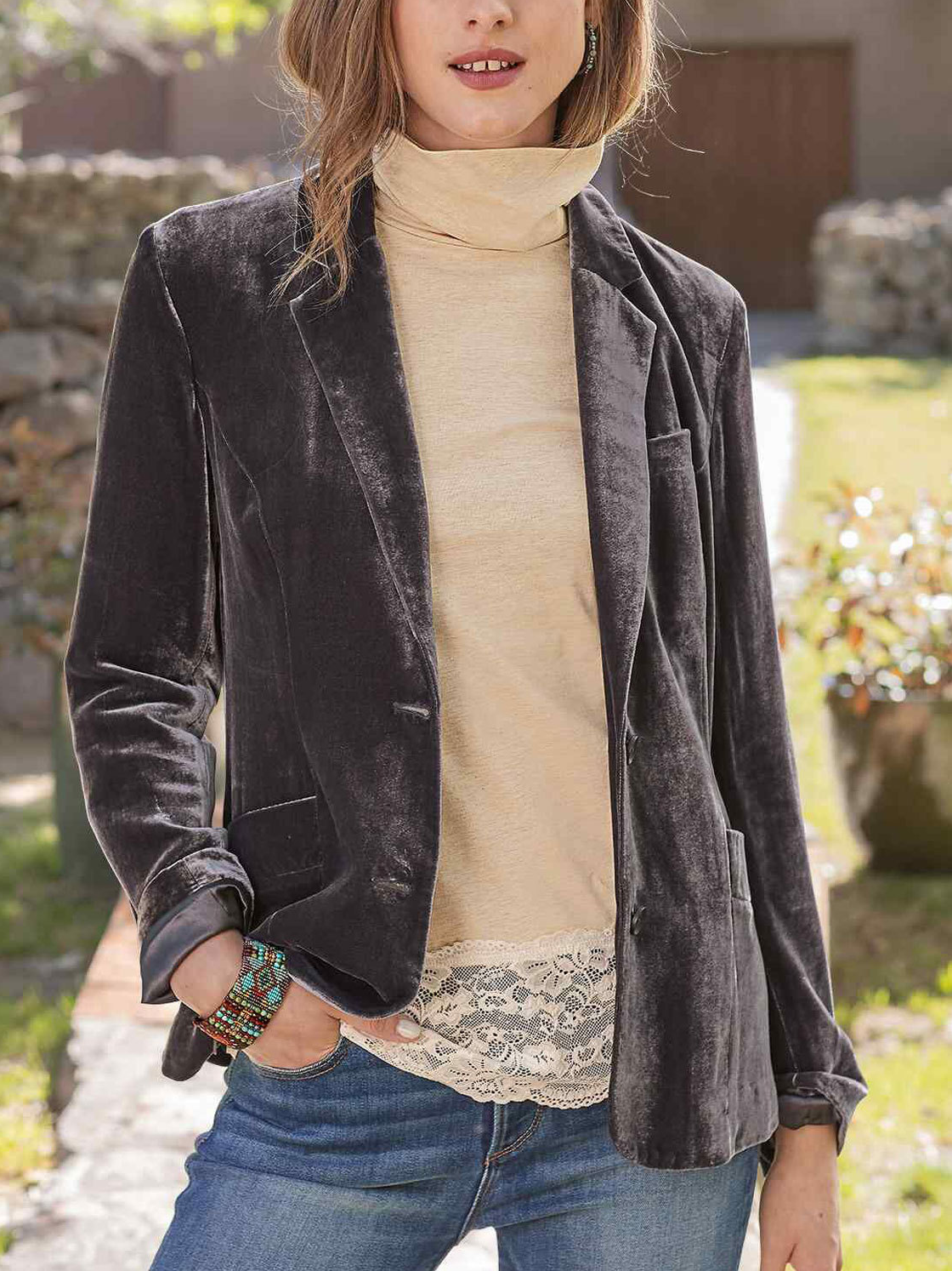 Damen Unifarben Regelmäßig Weit Blazer