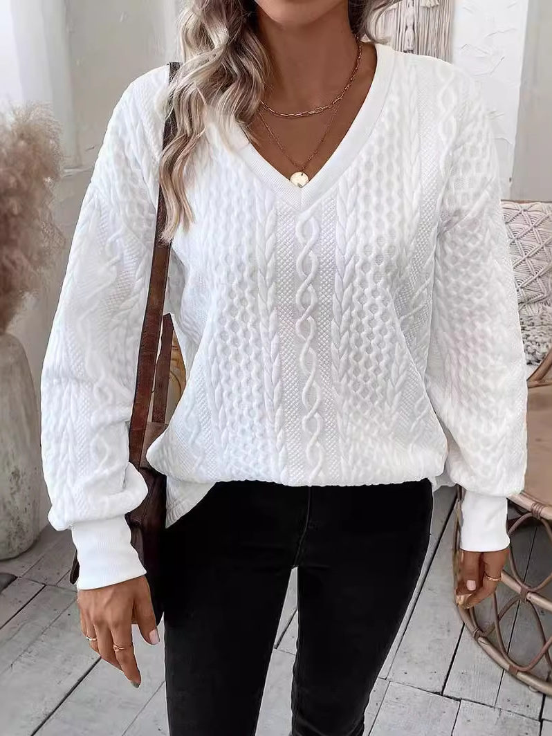 Lässig V-Ausschnitt Unifarben Sweatshirt Reißverschluss