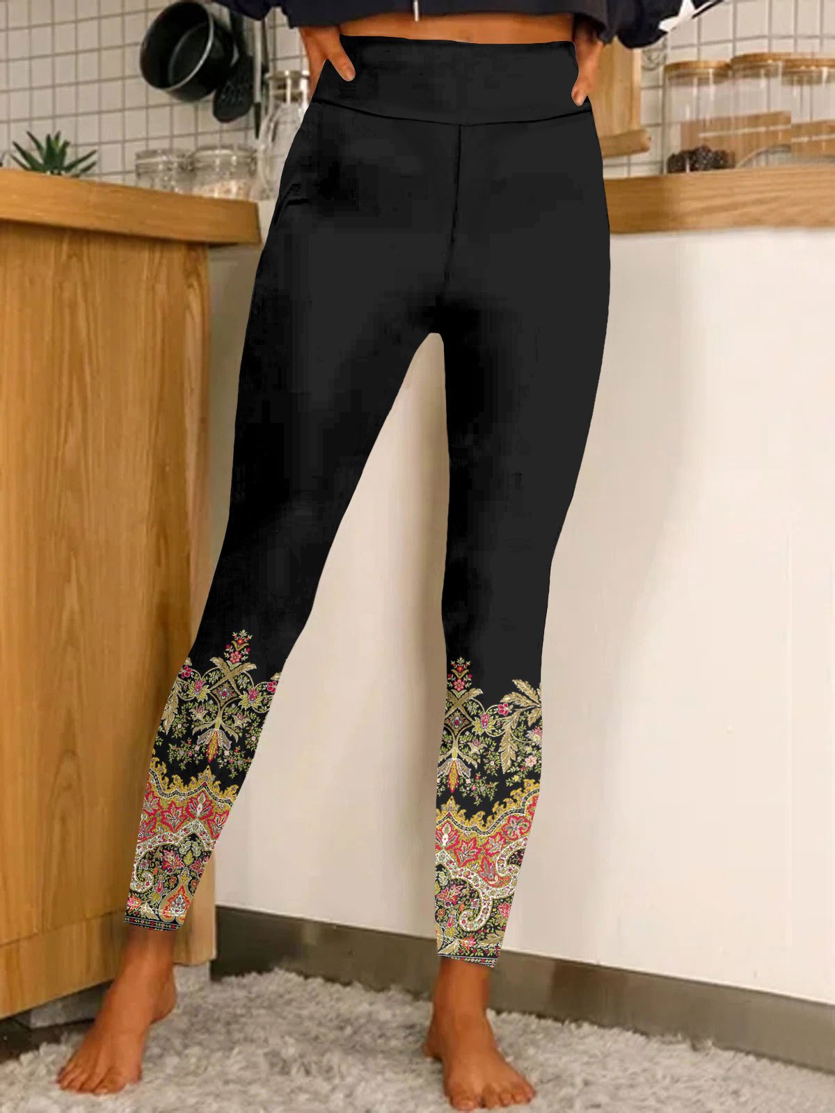 Lässig Ethnisch Lang Leggings