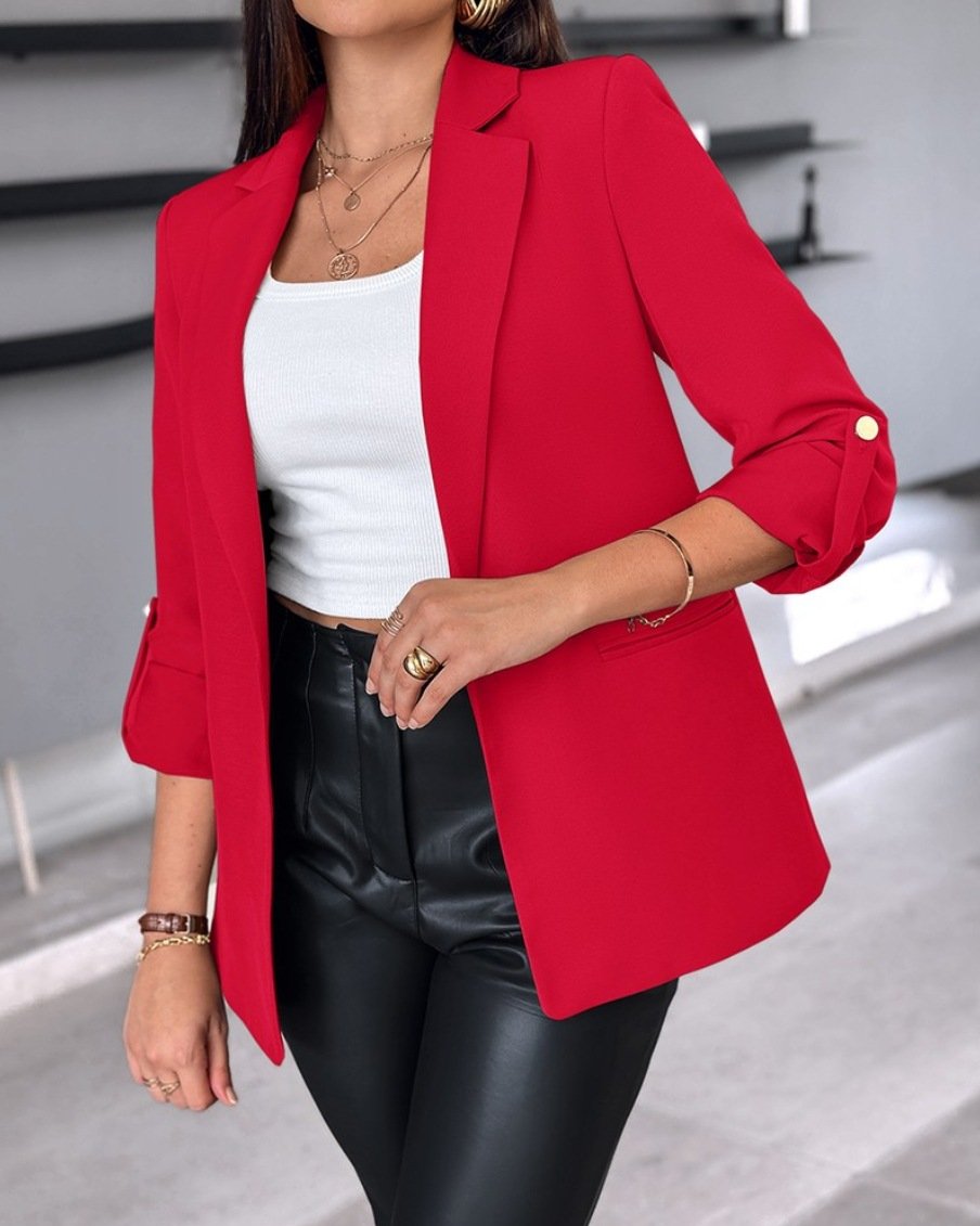 Damen Unifarben Regelmäßig Weit Blazer