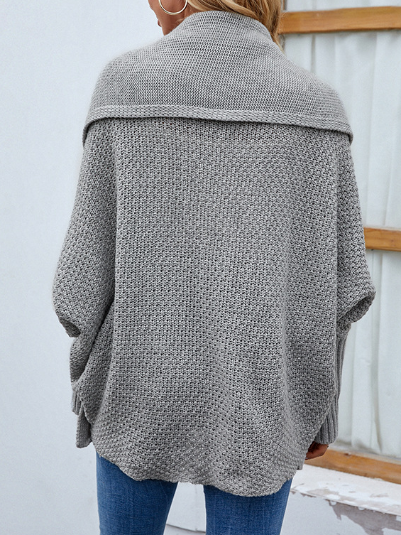 Damen Wolle/Stricken Unifarben Langarm Bequem Lässig Strickjacke