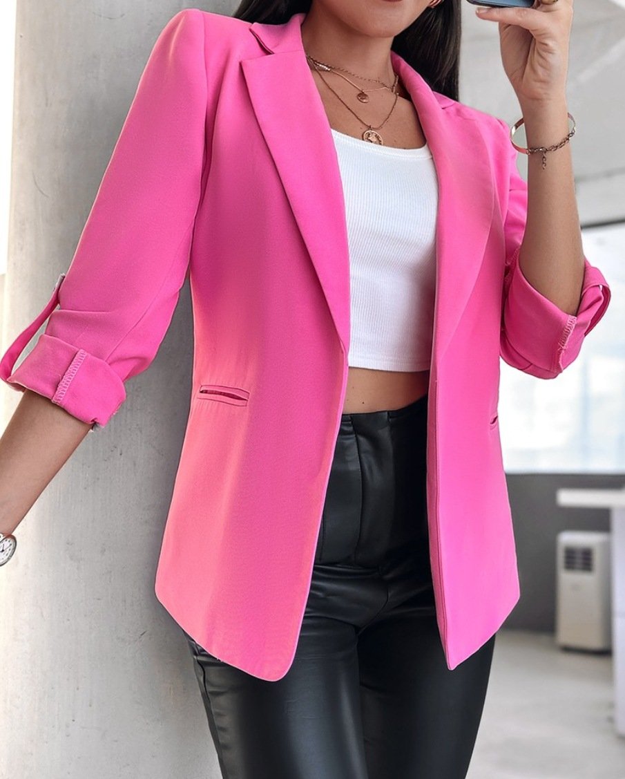 Damen Unifarben Regelmäßig Weit Blazer