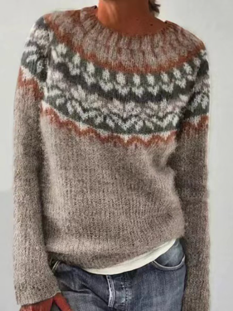 Damen Garn/Wollgarn Ethnisch Langarm Bequem Lässig Pullover