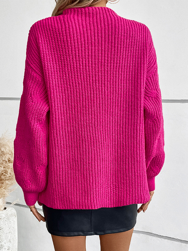 Damen Garn/Wollgarn Unifarben Langarm Bequem Lässig Pullover