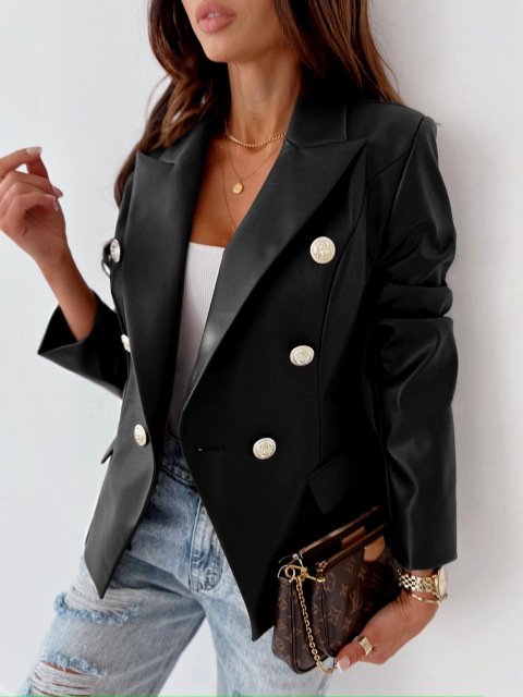 Damen Unifarben Regelmäßig Weit Blazer