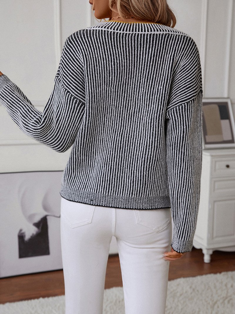 Damen Garn/Wollgarn Unifarben Langarm Bequem Lässig Pullover