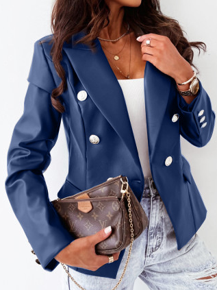 Damen Unifarben Regelmäßig Weit Blazer