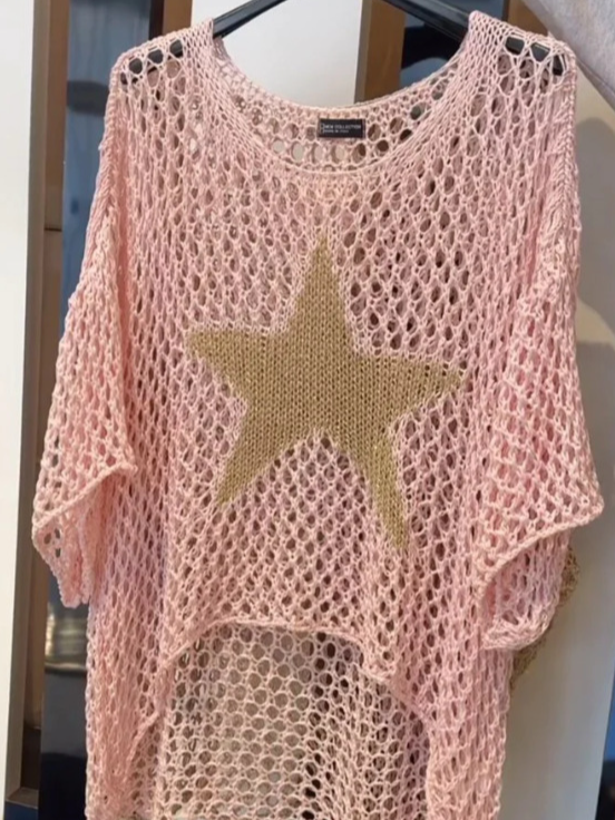 Damen Garn/Wollgarn Stern Dreiviertelärmel Bequem Lässig Pullover