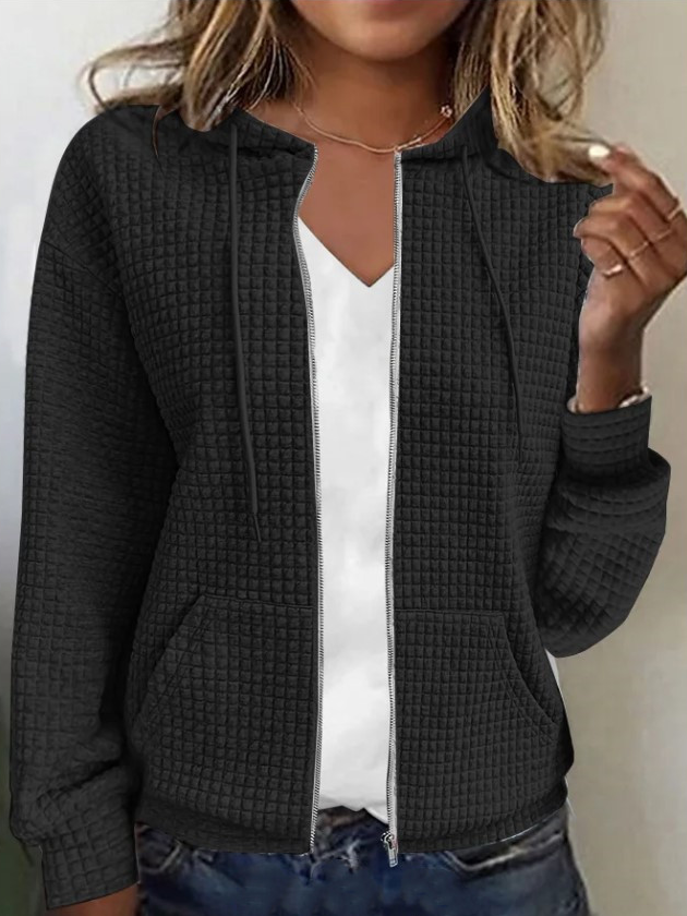 Damen Unifarben Geknöpft Regelmäßig Weit Jacke