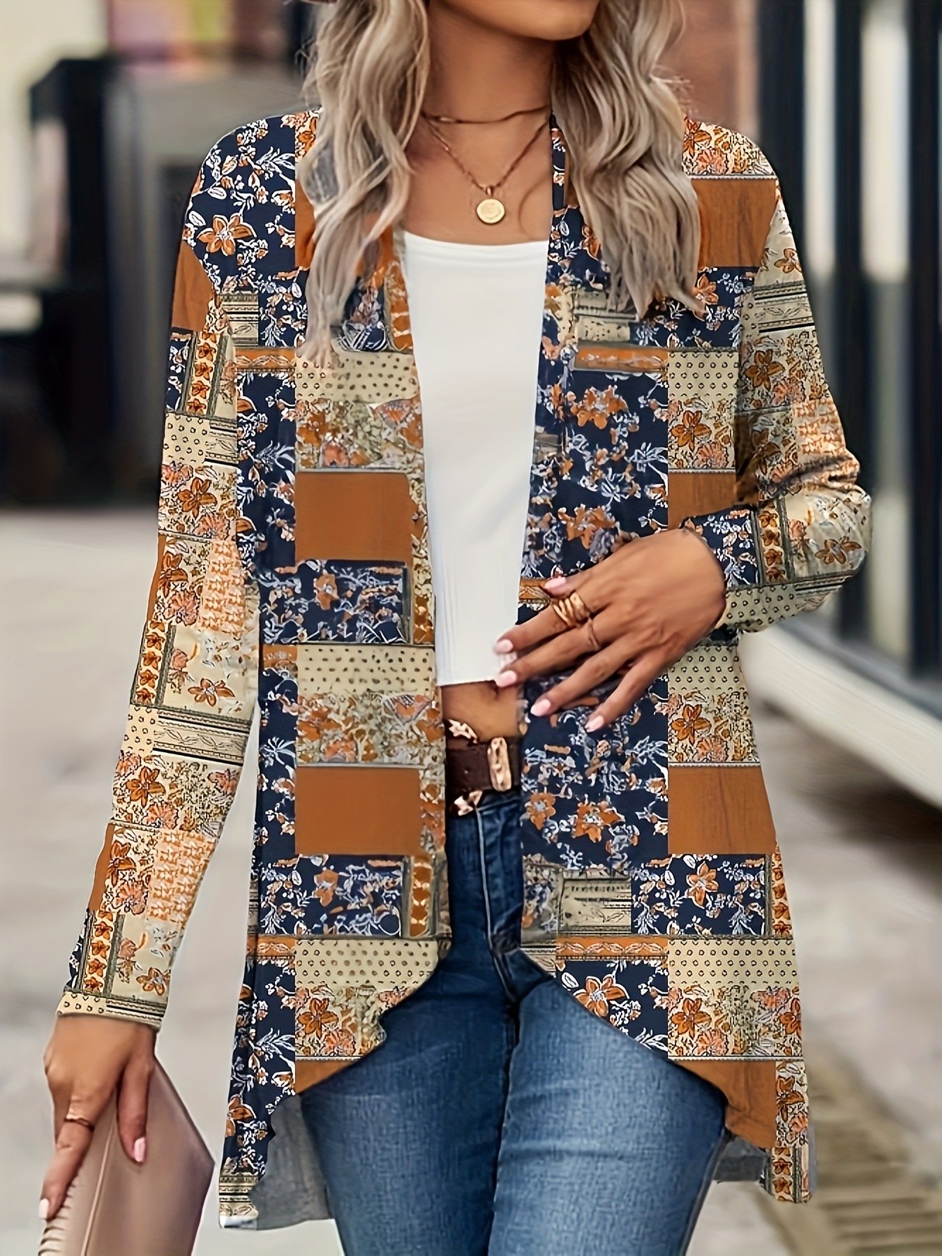 Damen Gestreift Regelmäßig Weit Jacke