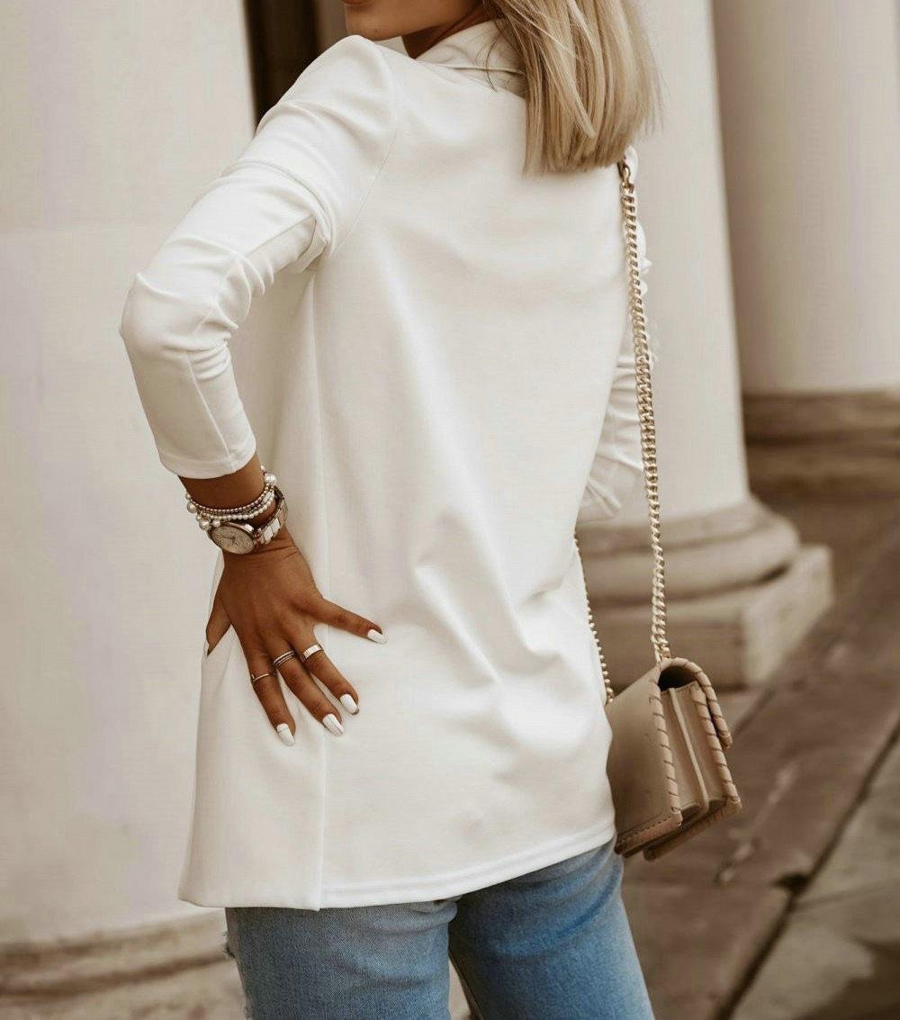 Damen Unifarben Regelmäßig Weit Blazer