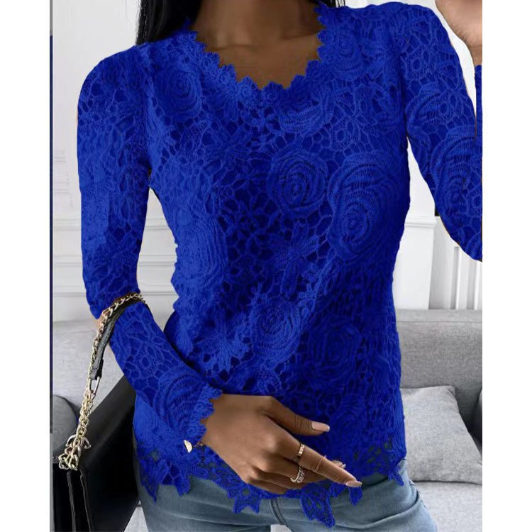 Langarm Unifarben Regelmäßig Weit Bluse für Damen