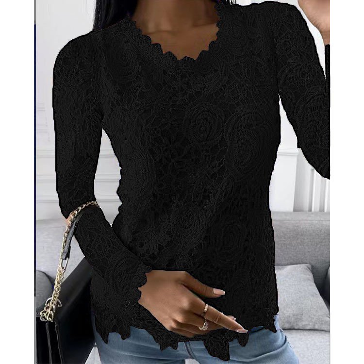 Langarm Unifarben Regelmäßig Weit Bluse für Damen