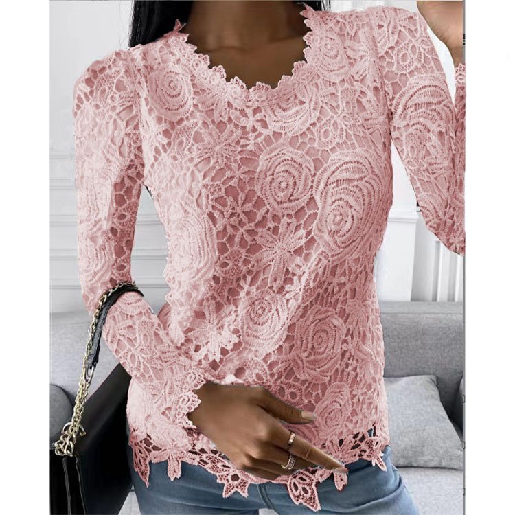 Langarm Unifarben Regelmäßig Weit Bluse für Damen