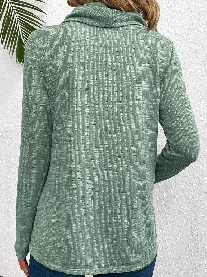 Langarm Geblümt Regelmäßig Mikroelastizität Weit Spotten Zweiteiliges Bluse für Damen