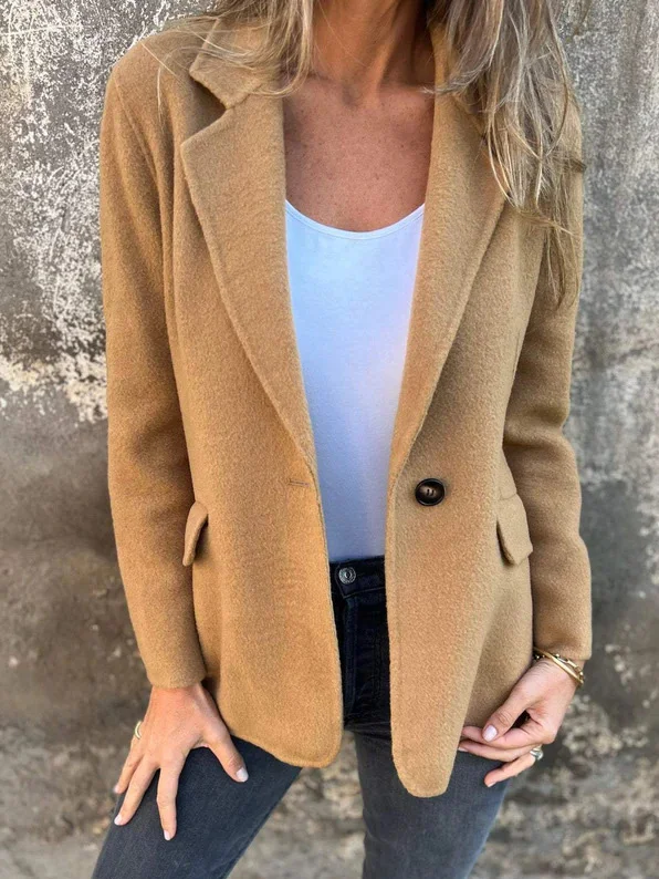 Damen Unifarben Regelmäßig Weit Blazer