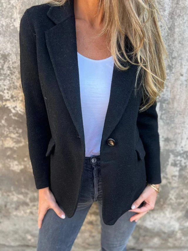 Damen Unifarben Regelmäßig Weit Blazer